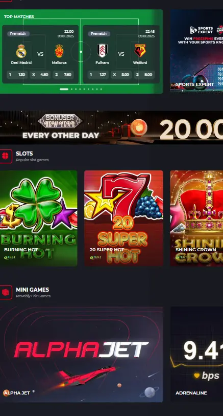 Versione mobile del casino BETLIVE